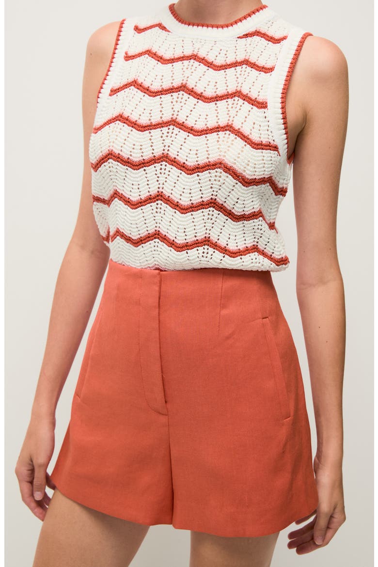 Jerrel Chevron Stripe Cotton Blend Sleeveless Sweater, Main, color, OFF WHITE PINK SHELL PERSIMMON