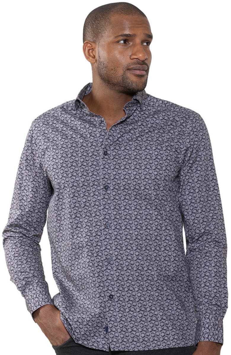 Luchiano Visconti Jade Circular Pattern Long Sleeve Shirt, Main, color,