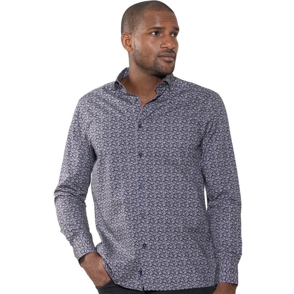 Luchiano Visconti Jade Circular Pattern Long Sleeve Shirt In Gray