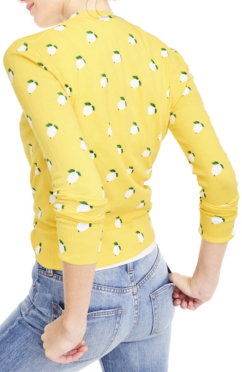 J.Crew Jackie Lemon Print Cardigan, Alternate, color, 