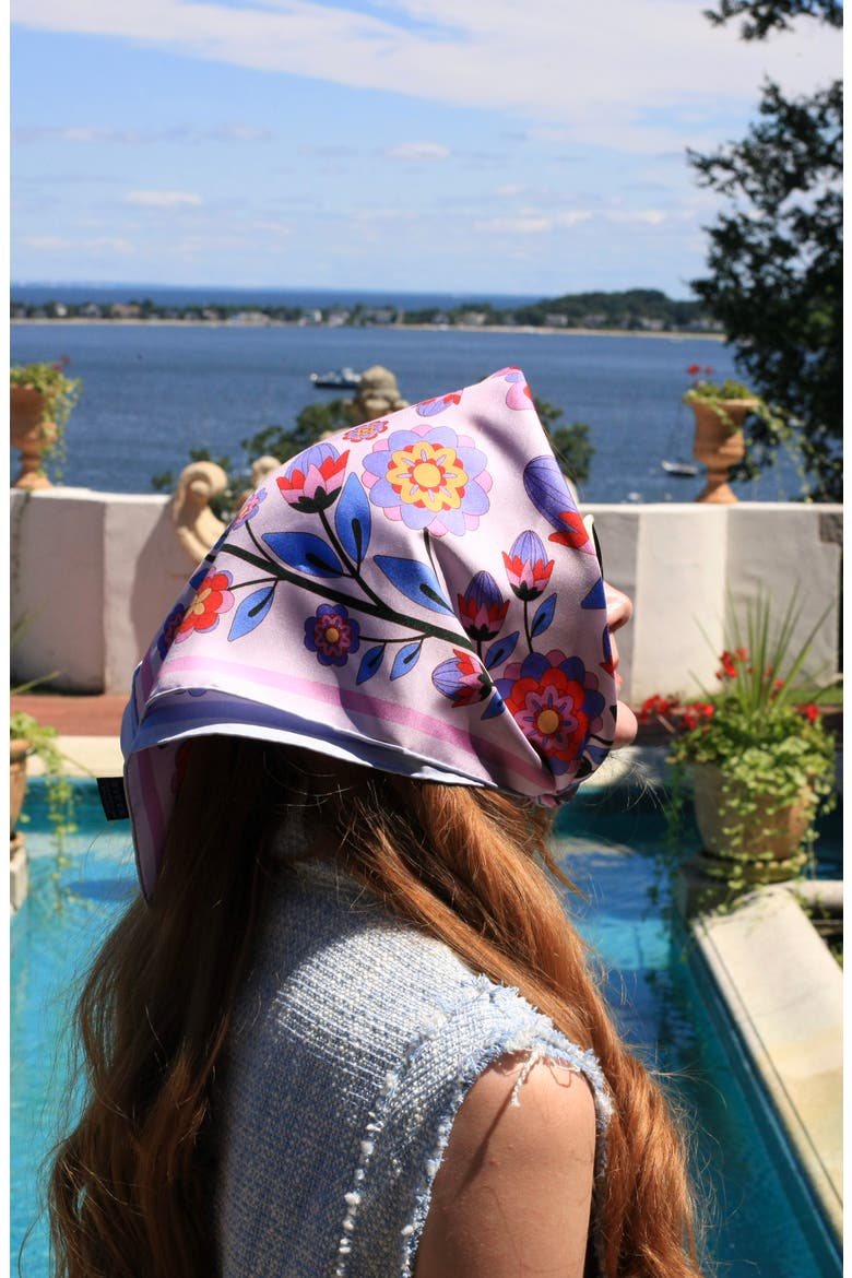 Double Sided Silk Scarf Of Pink Garden, Alternate, color, Pink