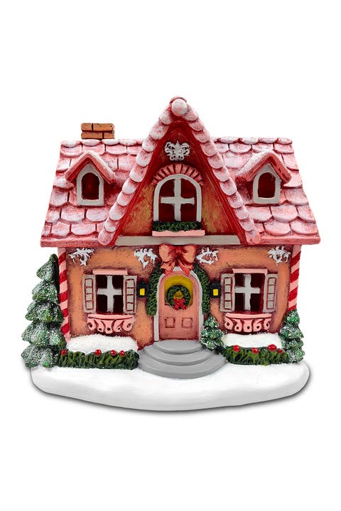 Sparkling Pink Winter Magic Lighted Gingerbread House