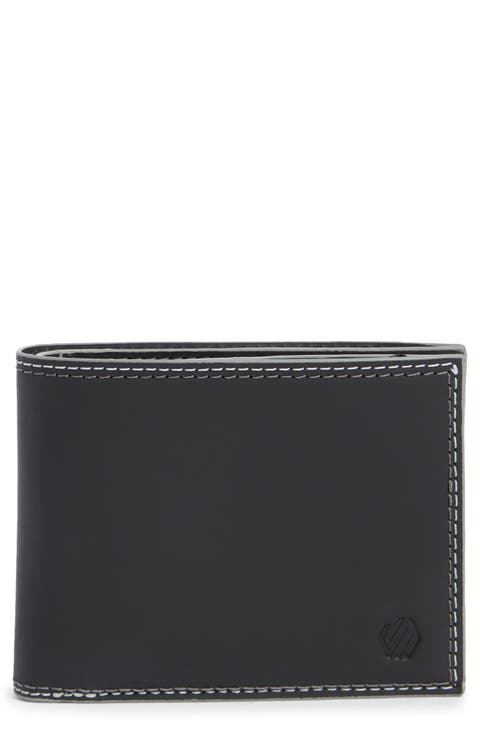 Wavy Double Stitch Leather Bifold Wallet