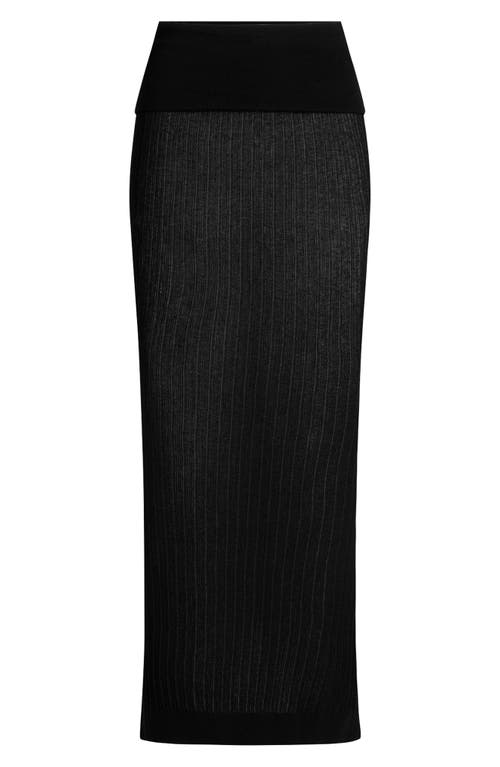 Skims Sheer Knit Foldover Maxi Skirt In Black