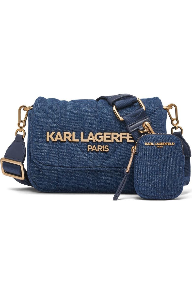 KARL LAGERFELD PARIS Voyage Crossbody, Main, color, Washed Denim
