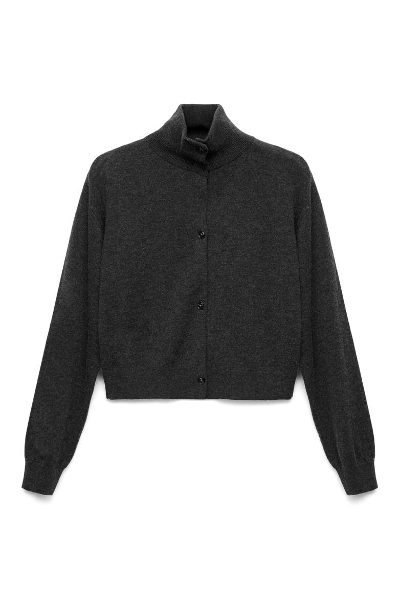 Collared Wool & Cashmere Blend Cardigan, Alternate, color, CHARCOAL