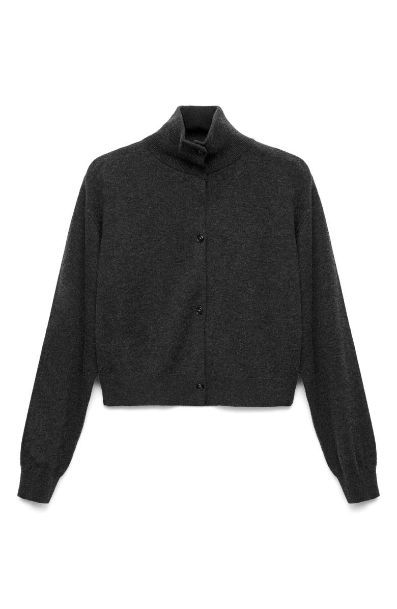 MANGO Collared Wool & Cashmere Blend Cardigan, Alternate, color, Charcoal