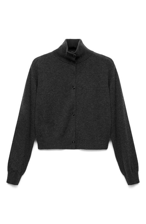 Mango Collared Wool & Cashmere Blend Cardigan In Black