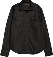 John Varvatos Otto Coated Stretch Cotton Snap-Up Western Shirt