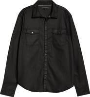John Varvatos Otto Coated Stretch Cotton Snap-Up Western Shirt