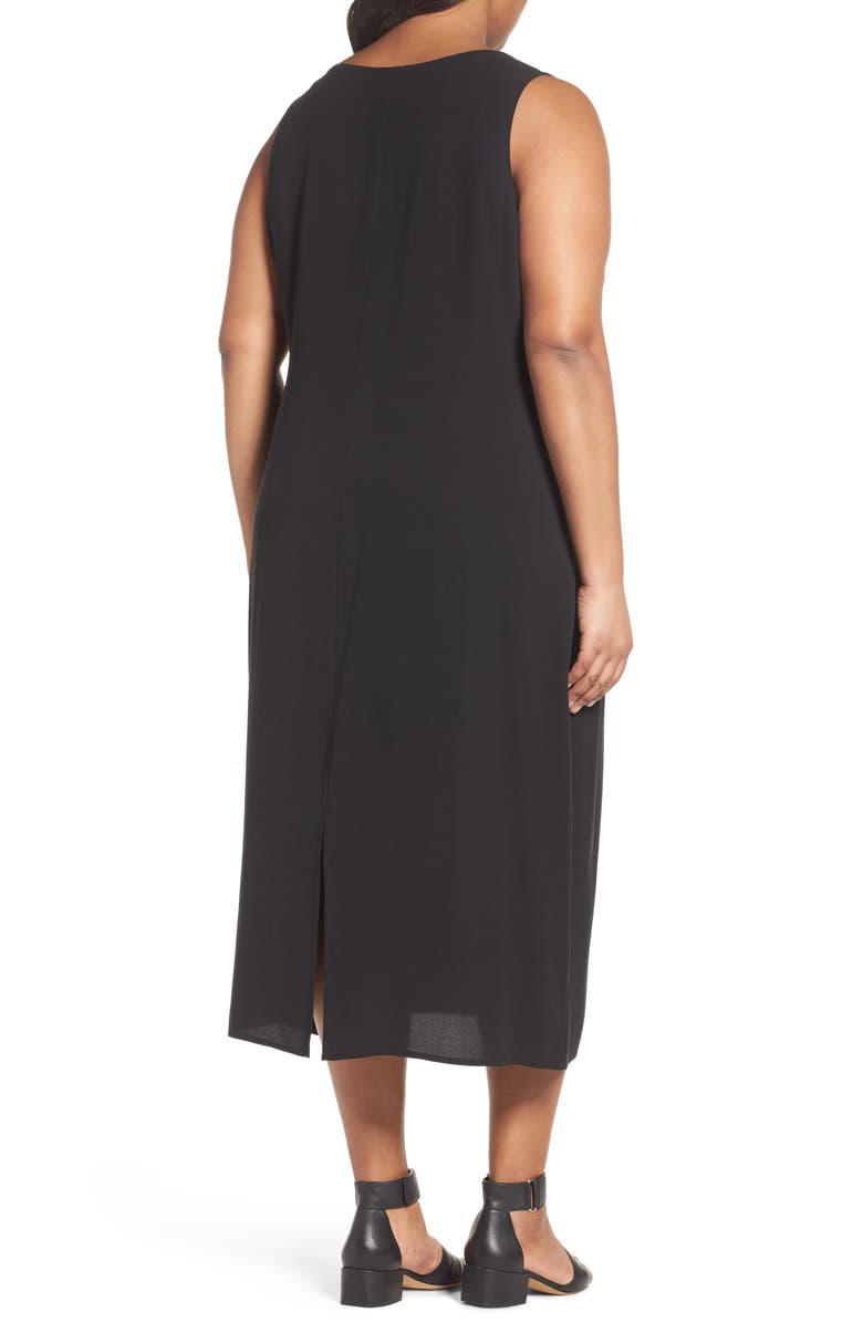 Eileen Fisher Silk Georgette Crepe Midi Dress, Alternate, color, 