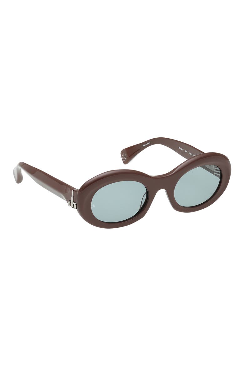 51mm Oval Sunglasses, Alternate, color, SHINY CAPPUCCINO/ GREEN LENSES