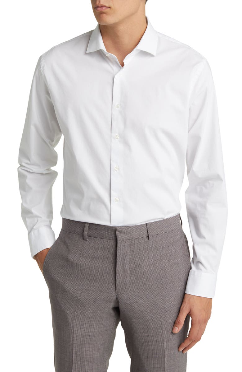 Nordstrom Trim Fit Dress Shirt, Main, color, White