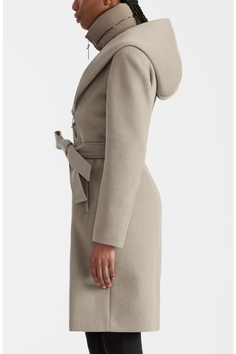Shia Hooded Wool Coat, Alternate, color, TAUPE