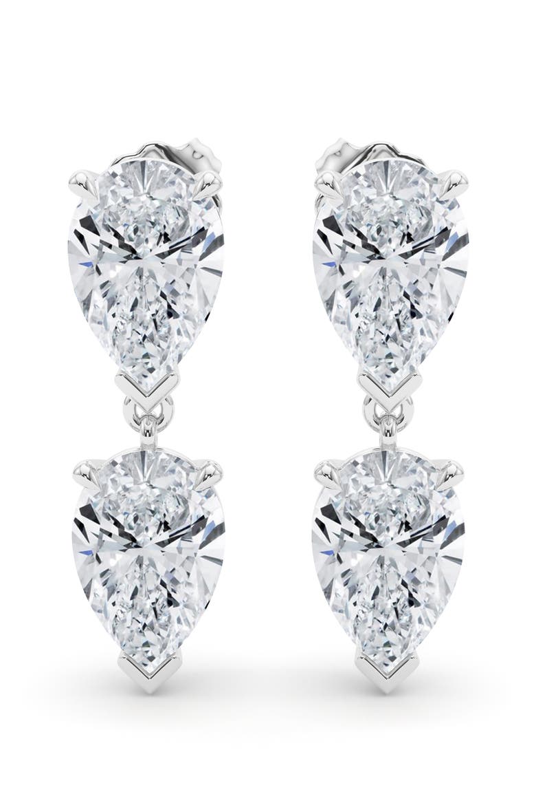 Lab Grown Diamond Twin Pear Cut Drop Earrings, Alternate, color, 18K WHITE GOLD