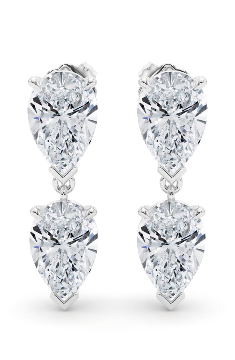 HauteCarat Lab Grown Diamond Twin Pear Cut Drop Earrings, Alternate, color, 18K White Gold