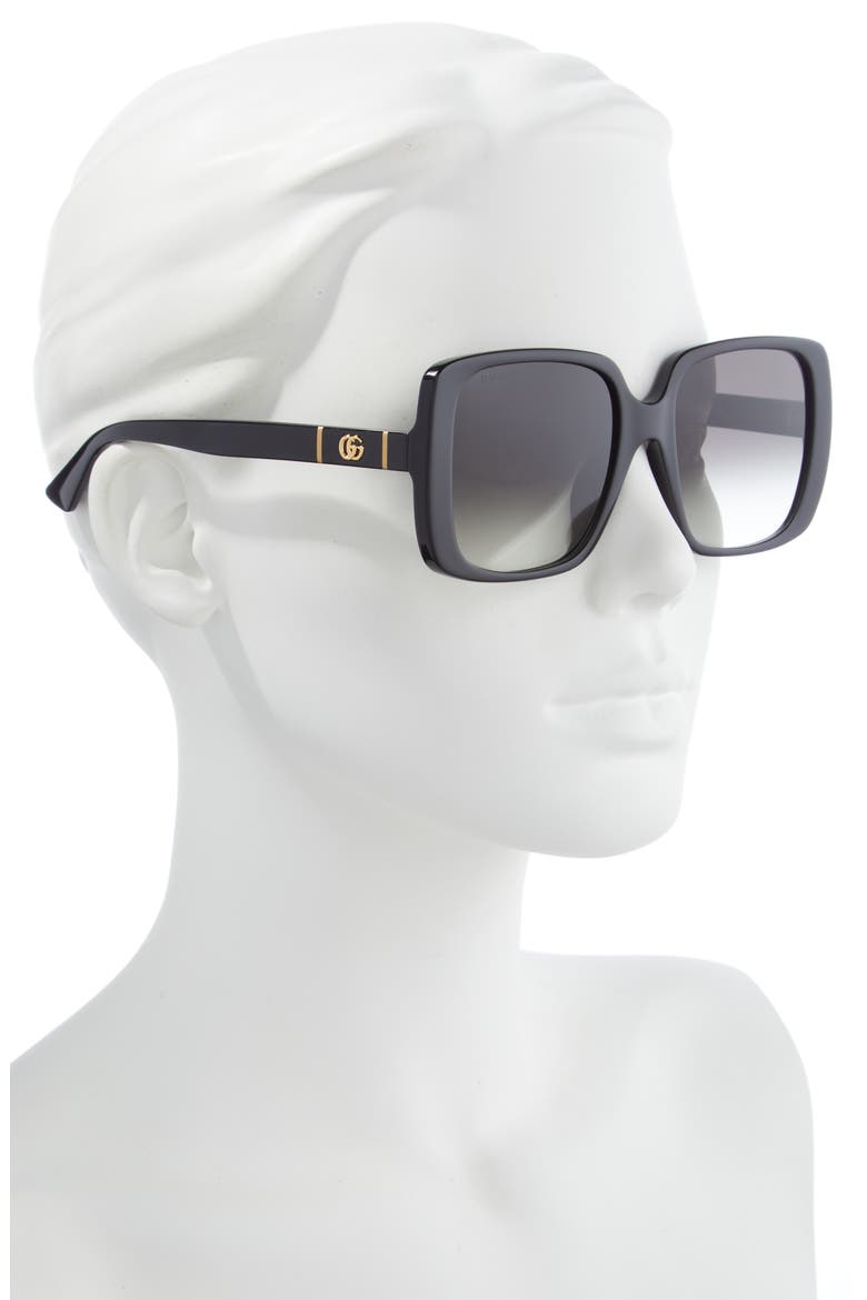 56mm Square Sunglasses, Alternate, color, BLACK