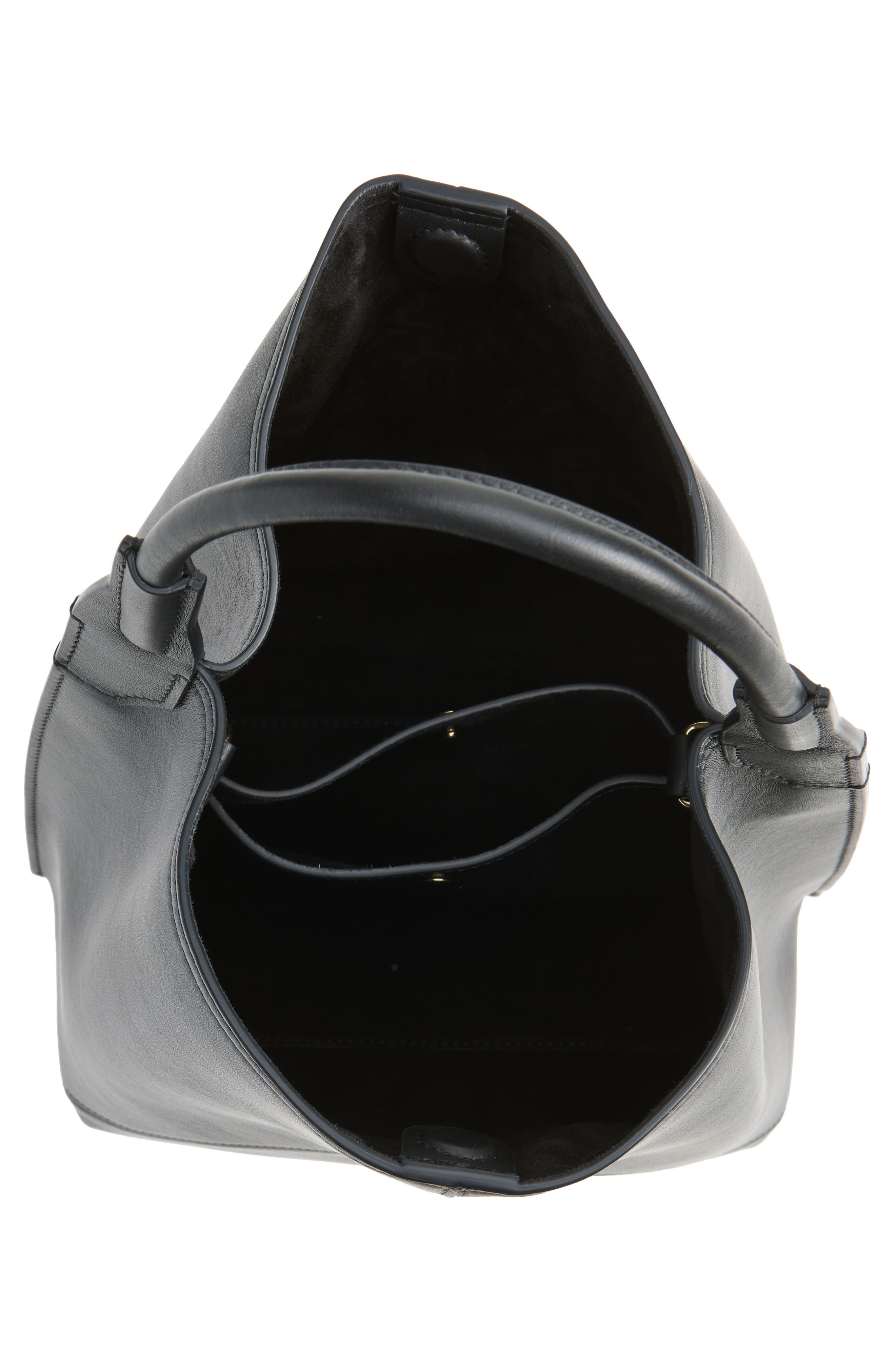 Victoria Leather Bucket Bag, Alternate, color, BLACK
