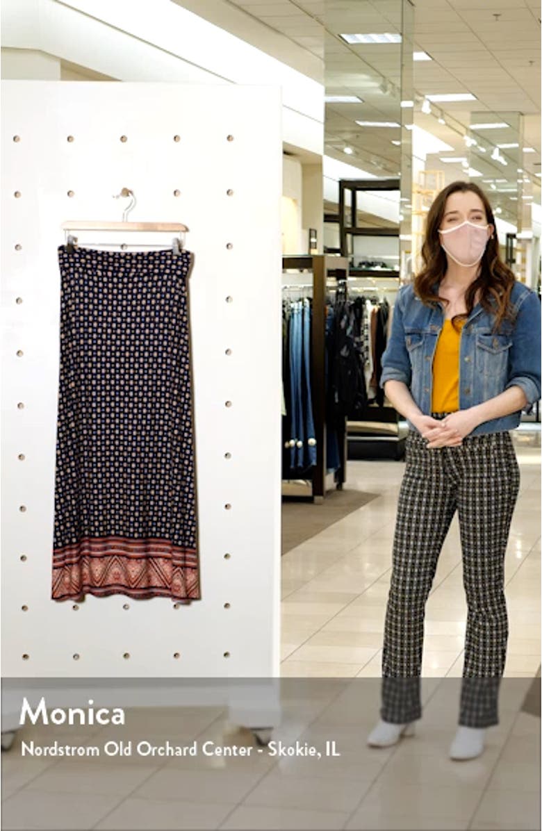 Border Print Roll Top Maxi Skirt, sales video thumbnail