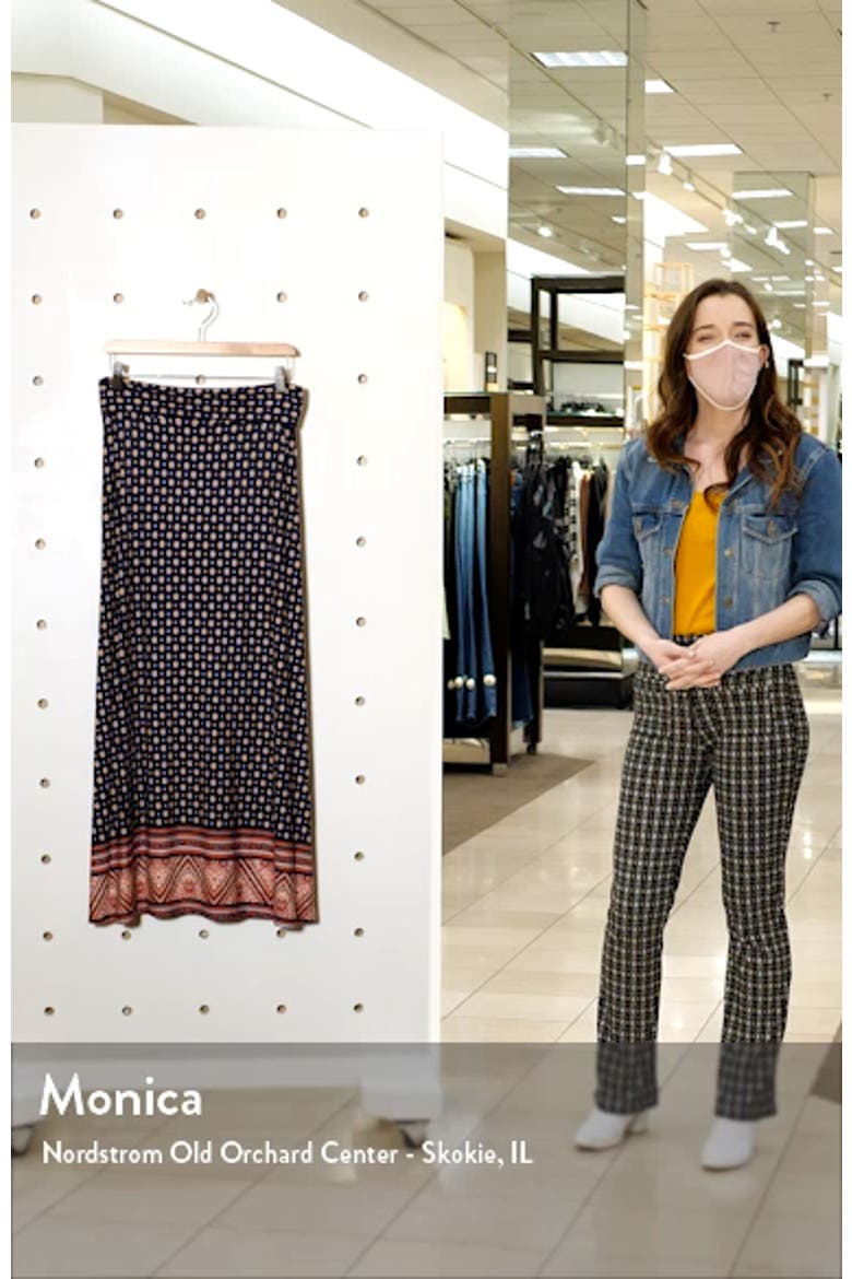 Border Print Roll Top Maxi Skirt video