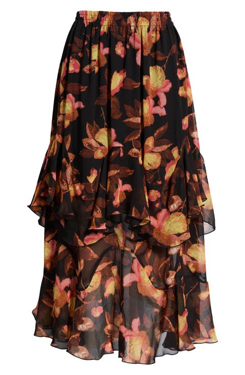 Tiered Chiffon Maxi Skirt
