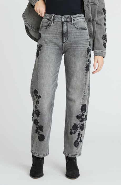 Elaine x Black Brocade Straight Leg Jeans