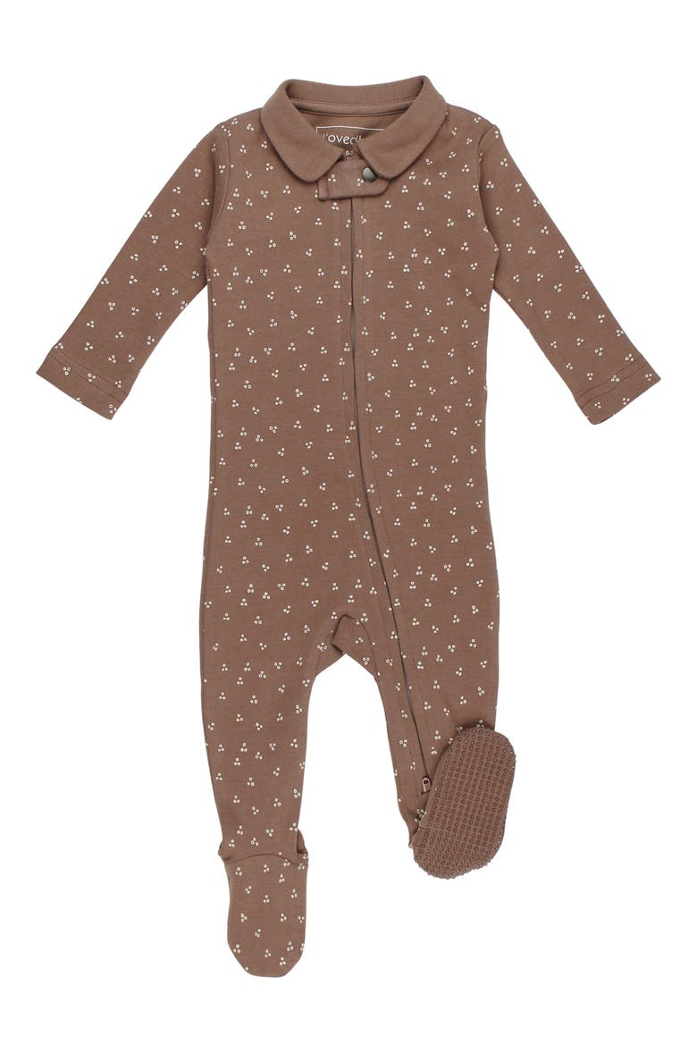 Polo Organic Cotton Zip Footie, Main, color, LATTE DOTS