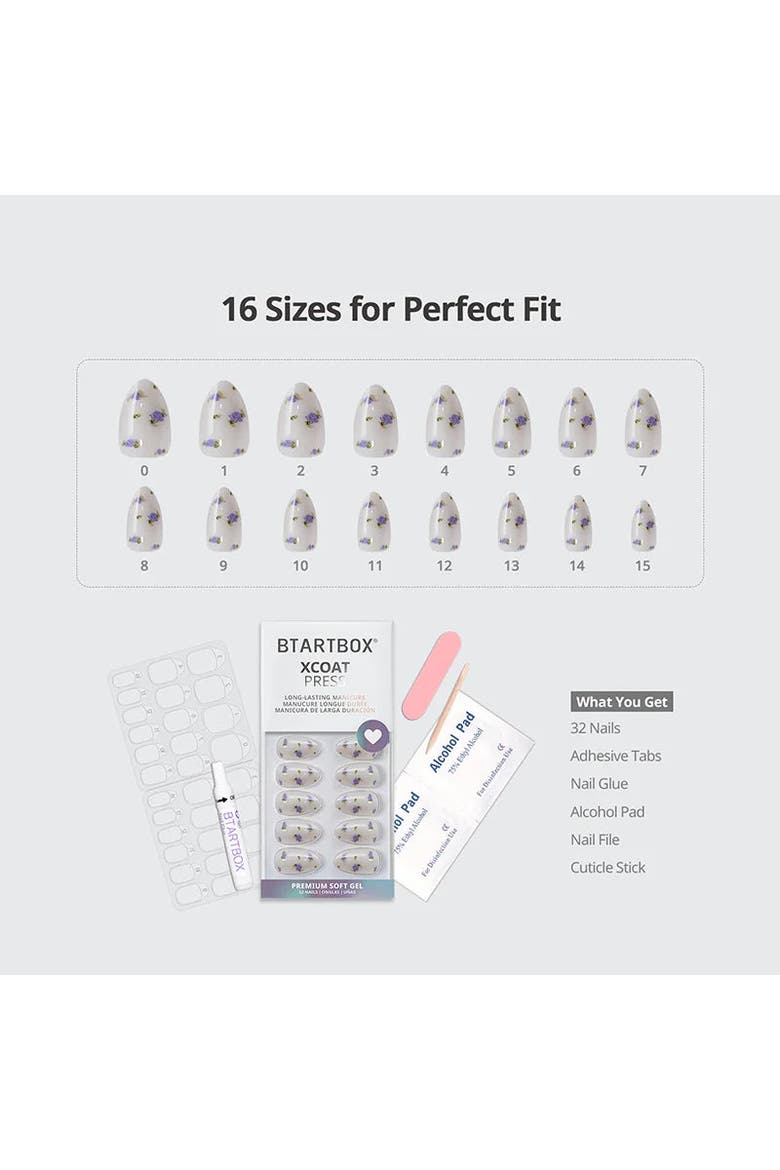 Press-on Nails Set Short Almond, Alternate, color, Pathside Lilac