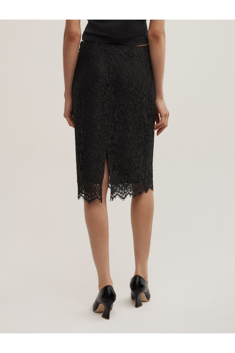Lace Midi Skirt, Alternate, color, Black