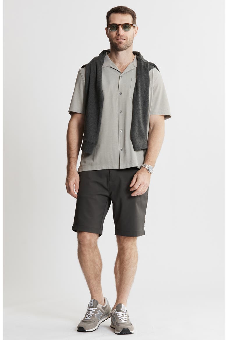 Short Sleeve Knit Oxford Button-Up Shirt, Alternate, color, LIGHT OLIVE