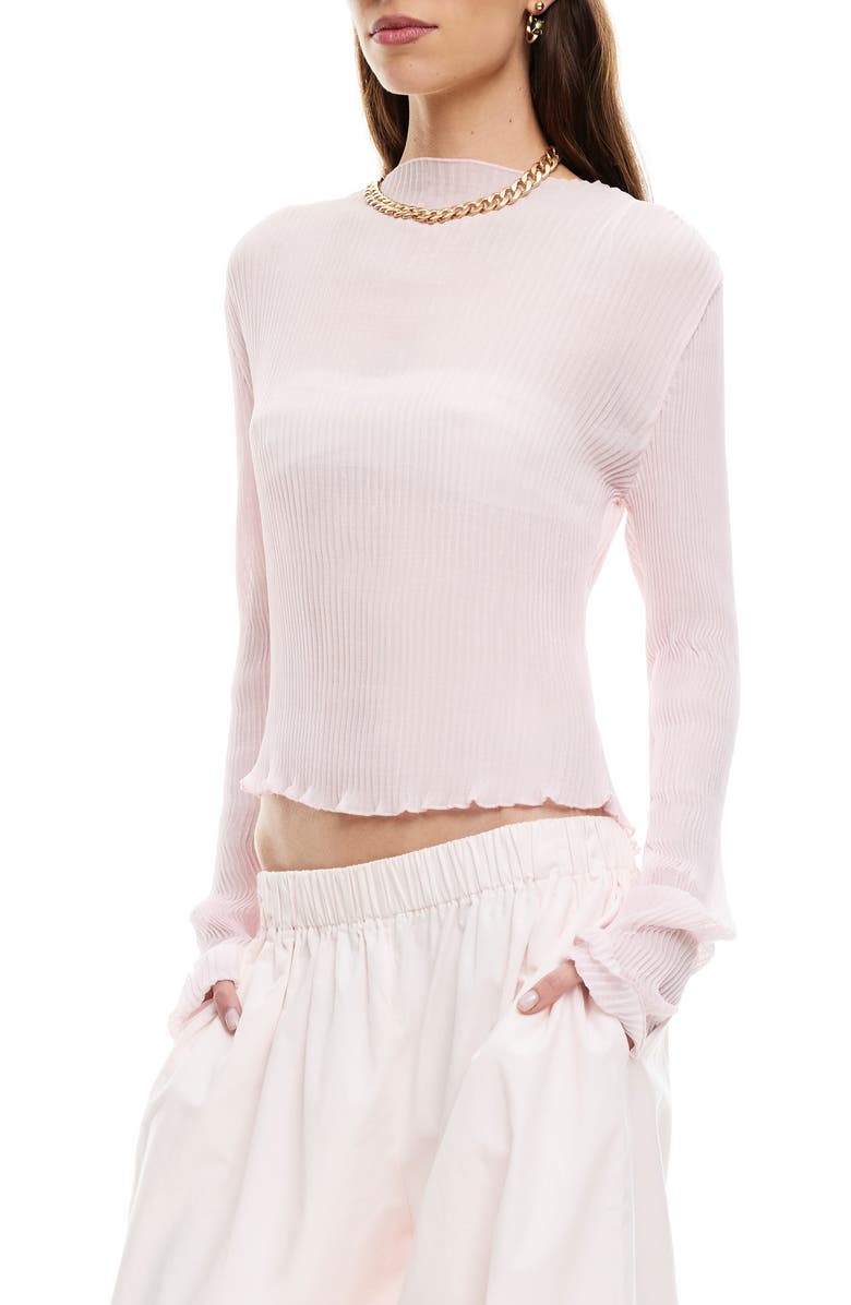 LIONESS Ford Long Sleeve Plissé Top, Alternate, color, Sunset