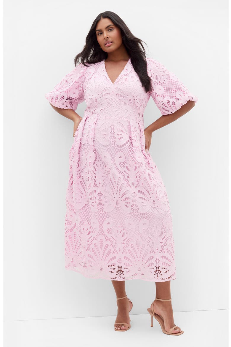 Kylee Lace Maxi Dress, Alternate, color, SOFT ROSE