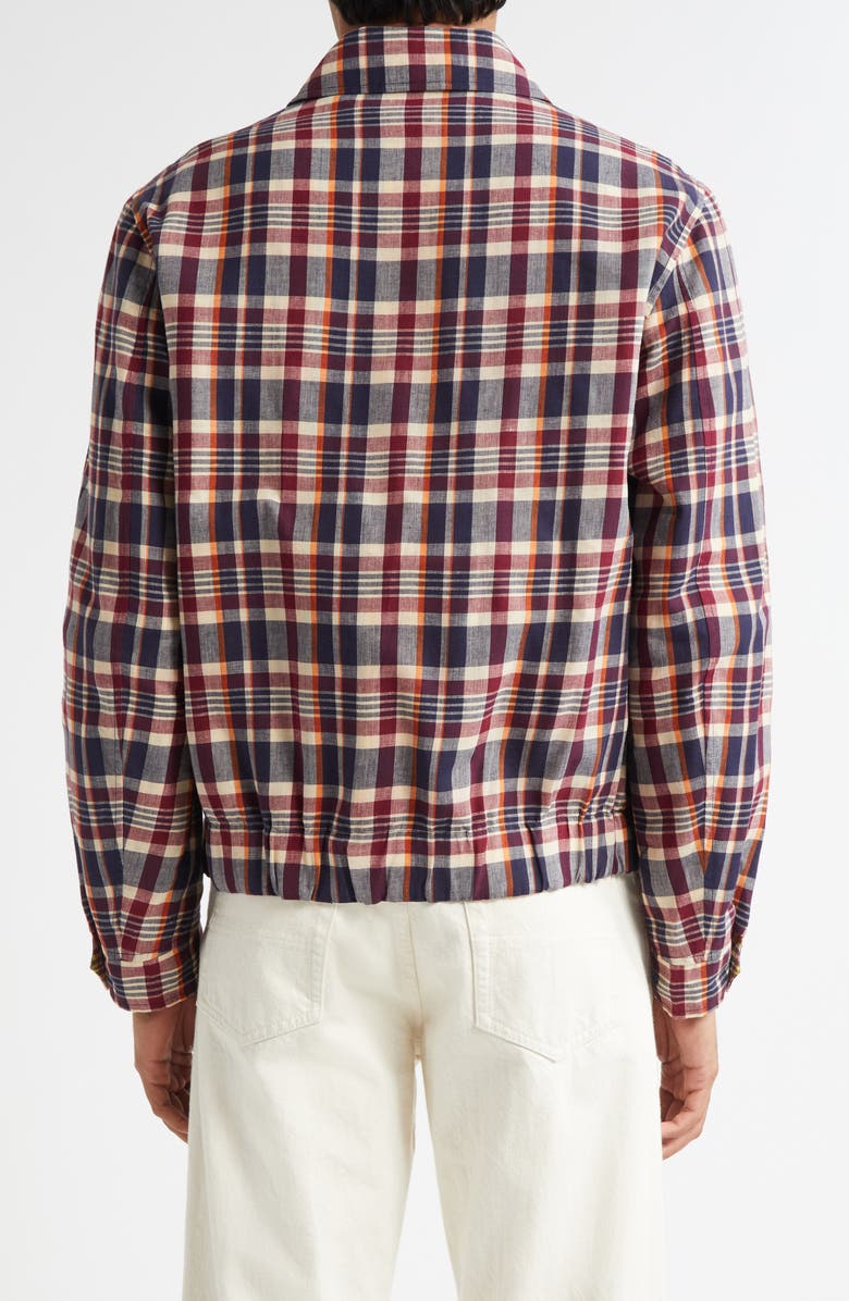 Drake's Madras Plaid Waxed Cotton Blouson Jacket, Alternate, color, 993 Navy/ Rust/ Ecru