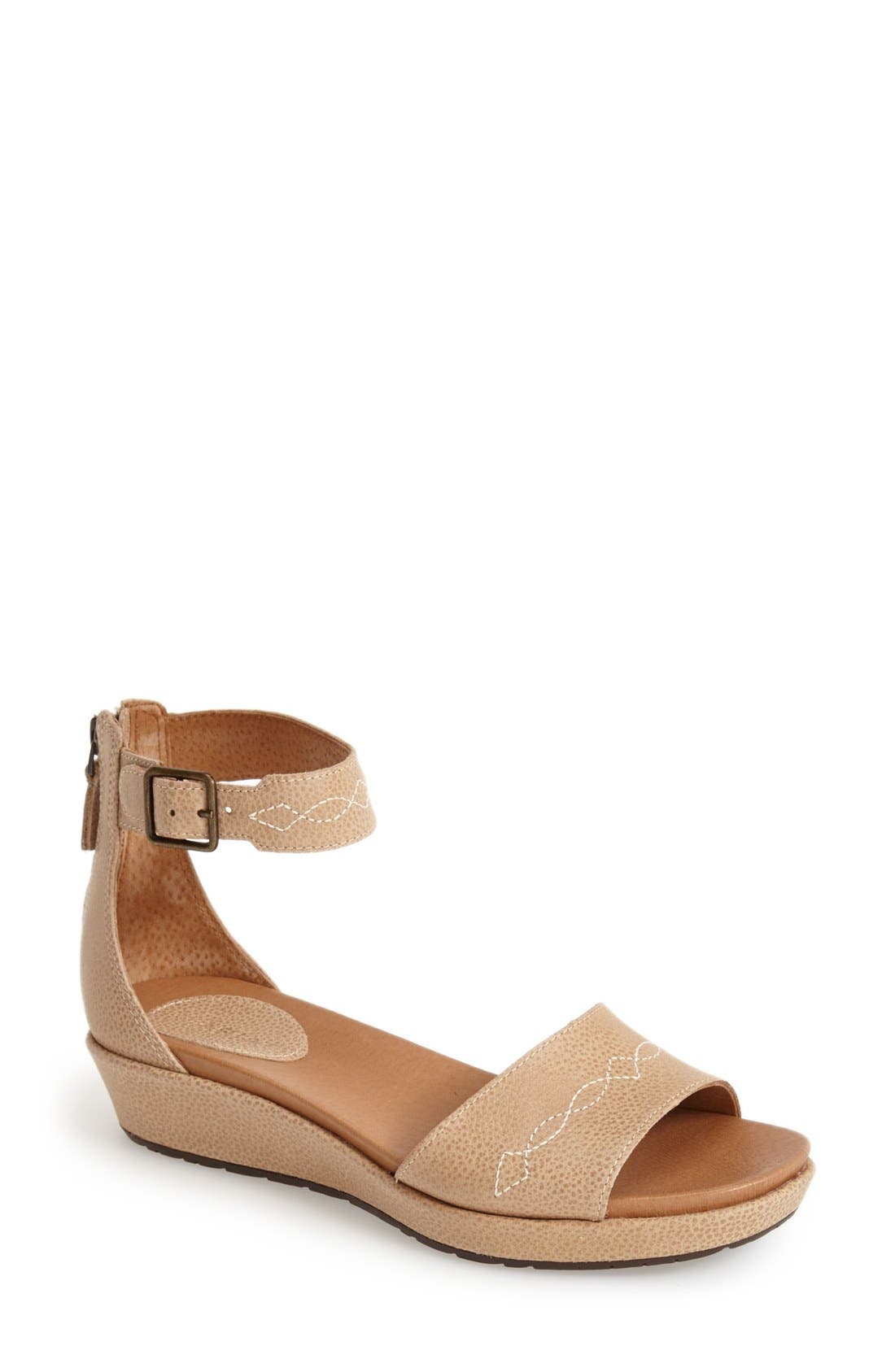 'Lisa' Leather Ankle Strap Sandal, Main, color, PEARL