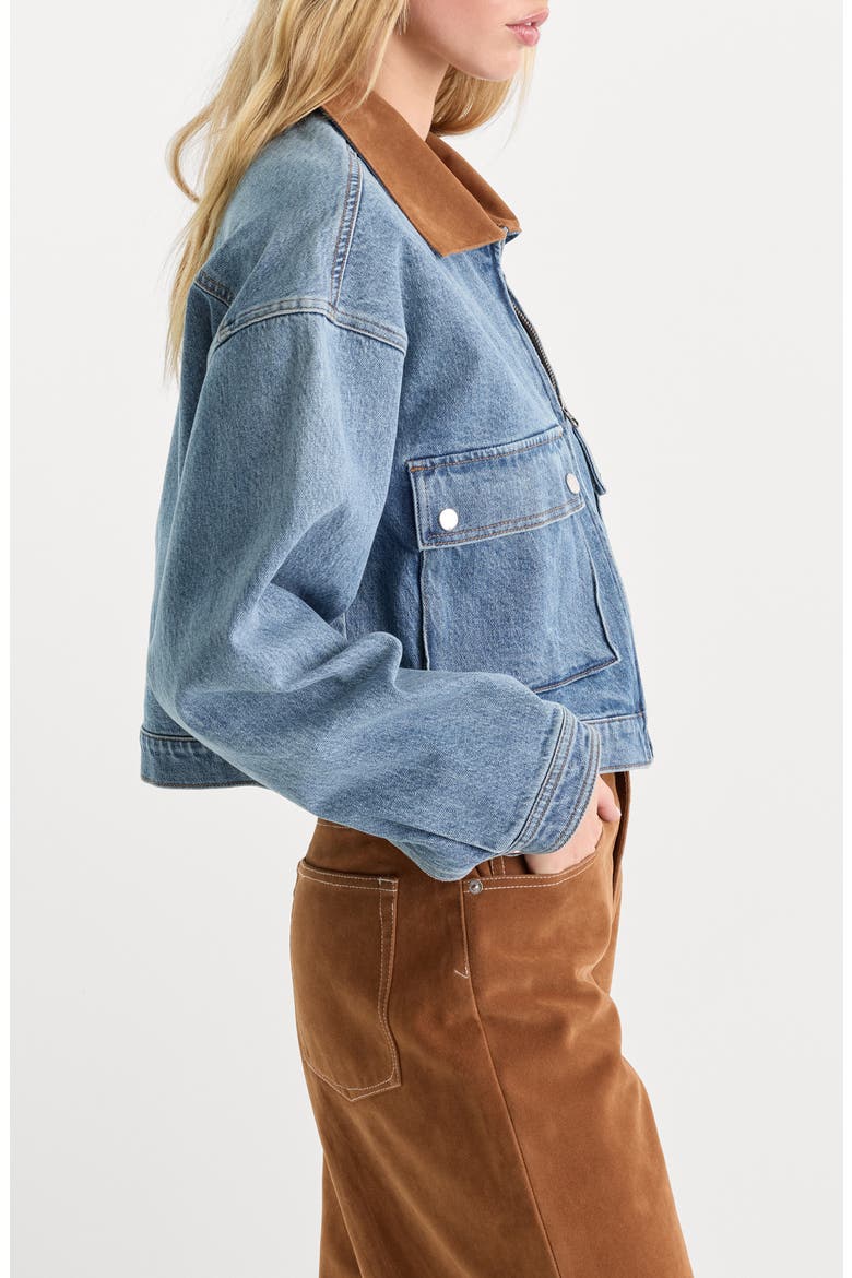 Swing Cropped Denim Jacket, Alternate, color, INDIGO1320