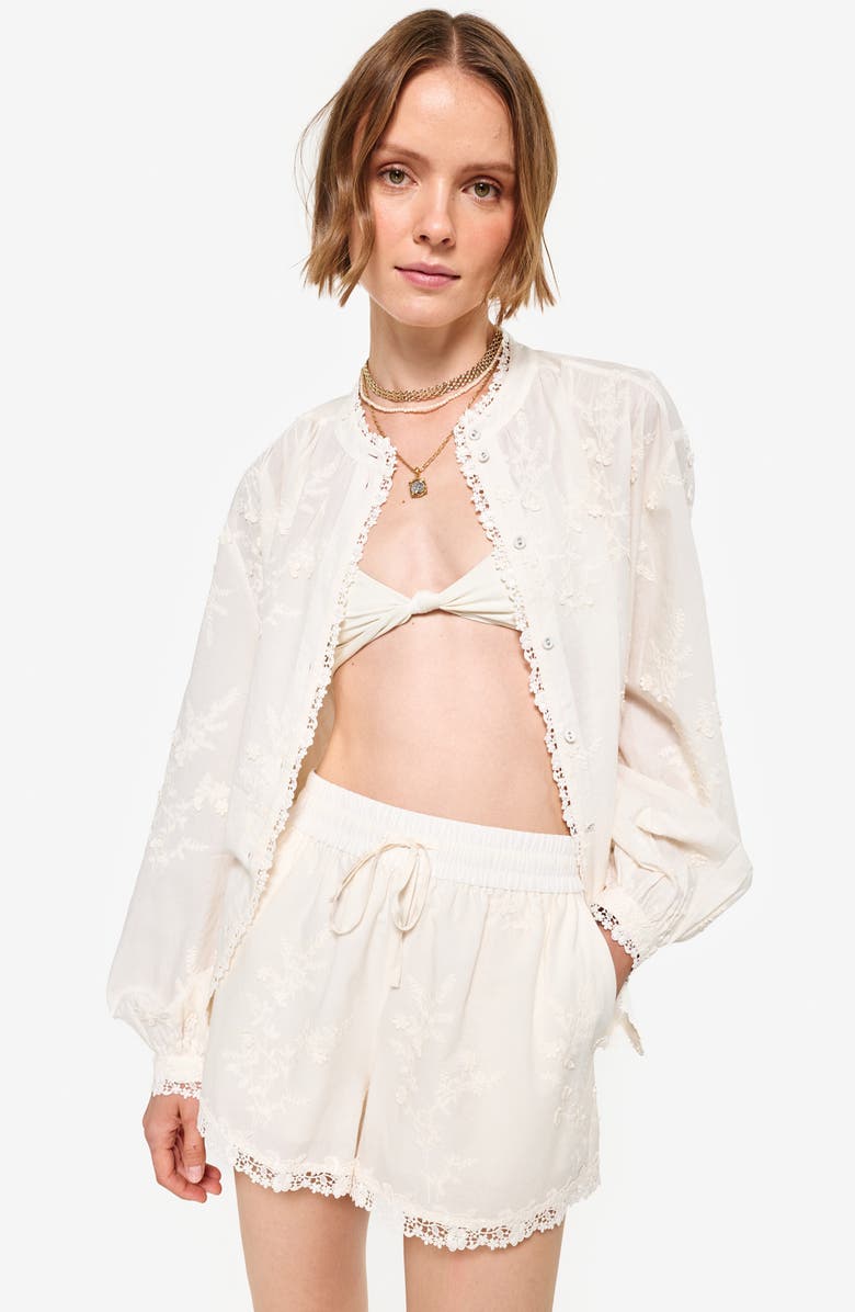 CAMI NYC Eila Lace Trim Cotton Drawstring Shorts, Alternate, color,