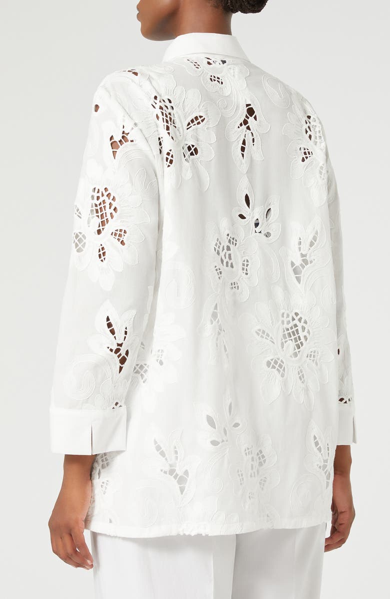 Marina Rinaldi Tessile Embroidered Eyelet Tunic Shirt, Alternate, color, Optical White