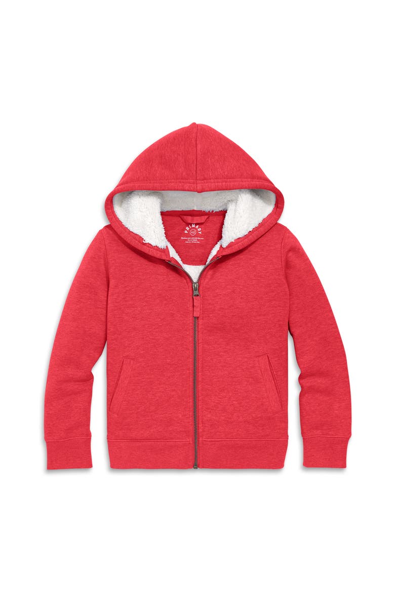 Teddy Fleece-Lined Zip Hoodie, Main, color, Heather Cherry