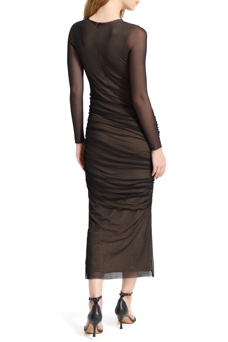 Gia Long Sleeve Mesh Maxi Dress, Alternate, color, BLACK AND SAND