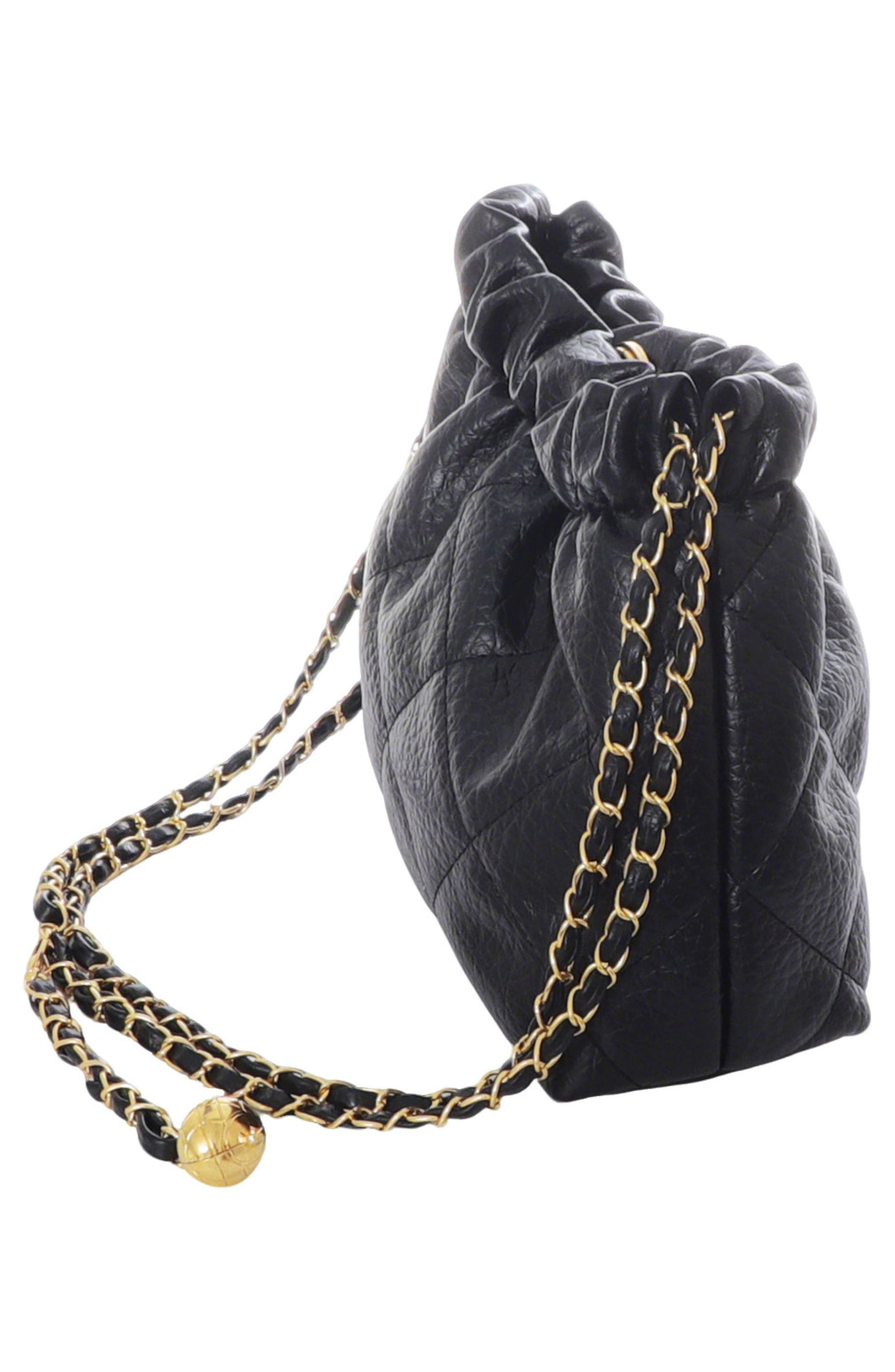 Adornia Quilted Faux Leather Bucket Bag, Alternate, color, Black