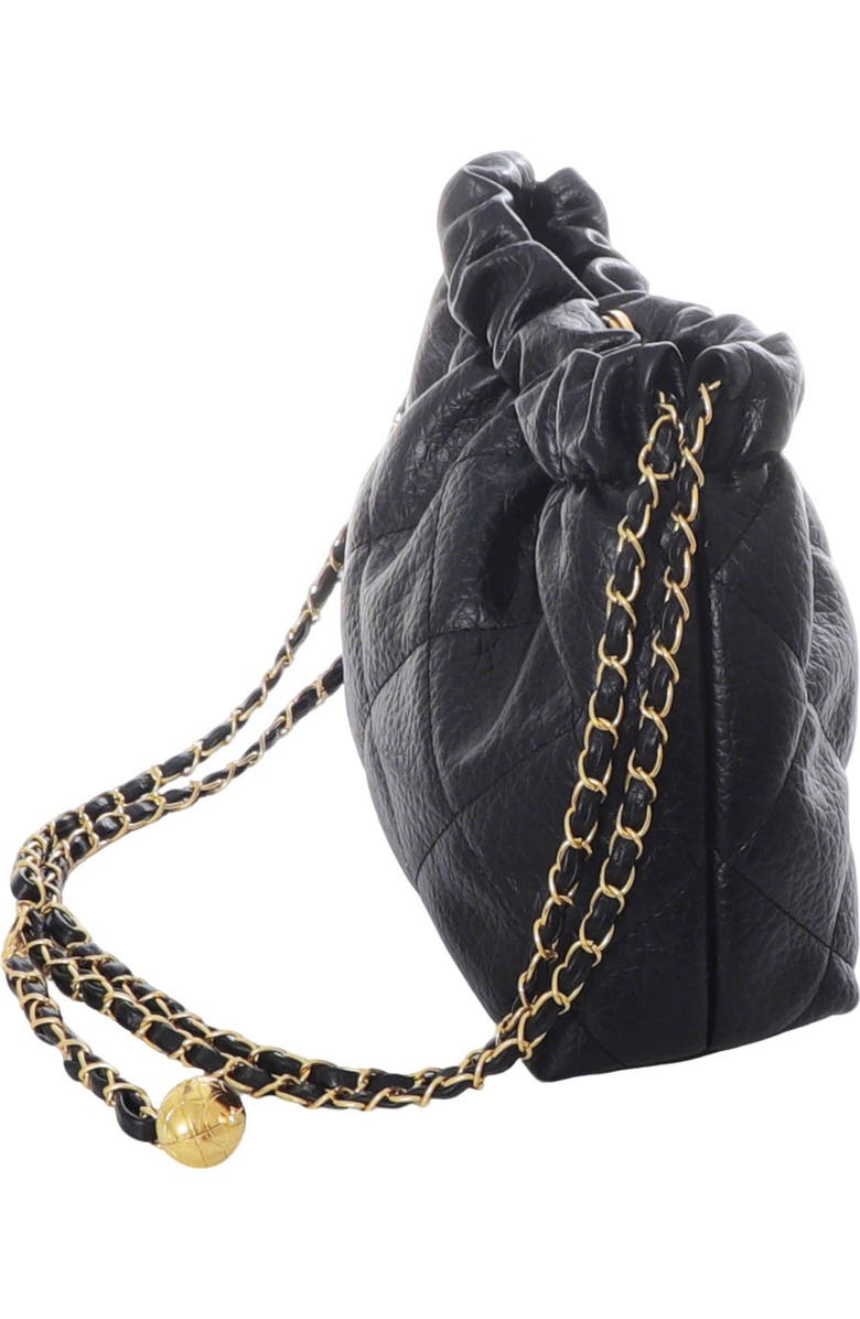Adornia Quilted Faux Leather Bucket Bag, Alternate, color, Black