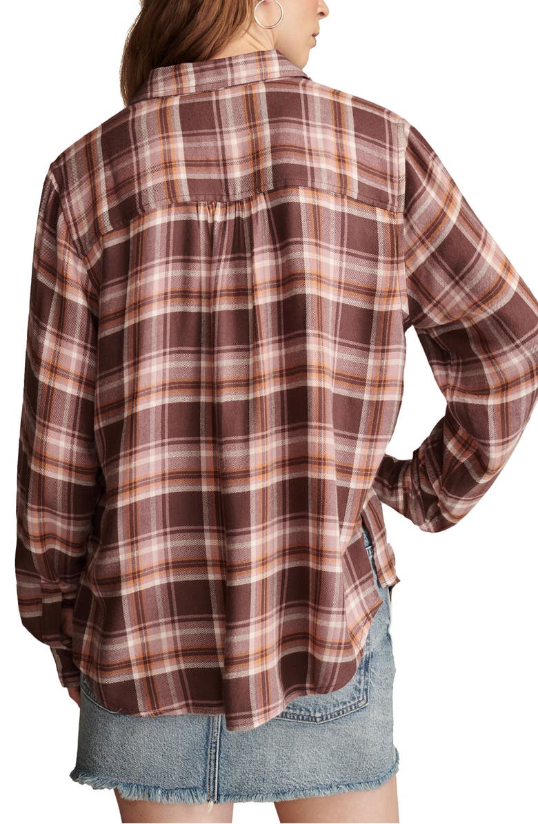 Lucky Brand Cloud Plaid Boyfriend Shirt, Alternate, color, Magenta Plaid