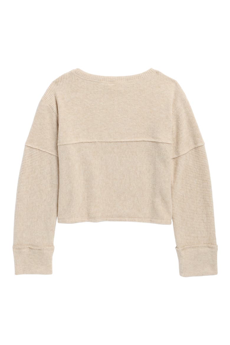 Kids' Hacci Long Sleeve Top, Alternate, color, HEATHER OATMEAL