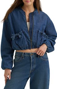Lee Oversize Bubble Hem Denim Bomber Jacket