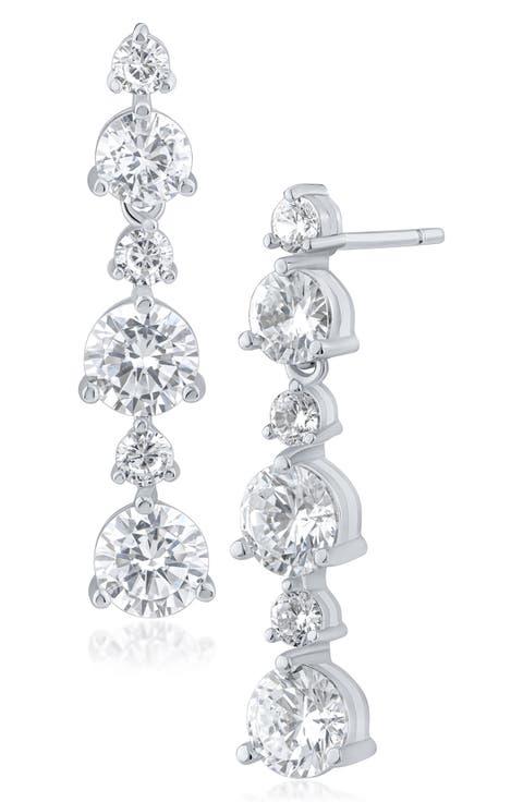 Alternating Cubic Zirconia Linear Drop Earrings