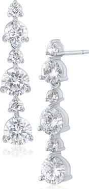 CZ by Kenneth Jay Lane Alternating Cubic Zirconia Linear Drop Earrings