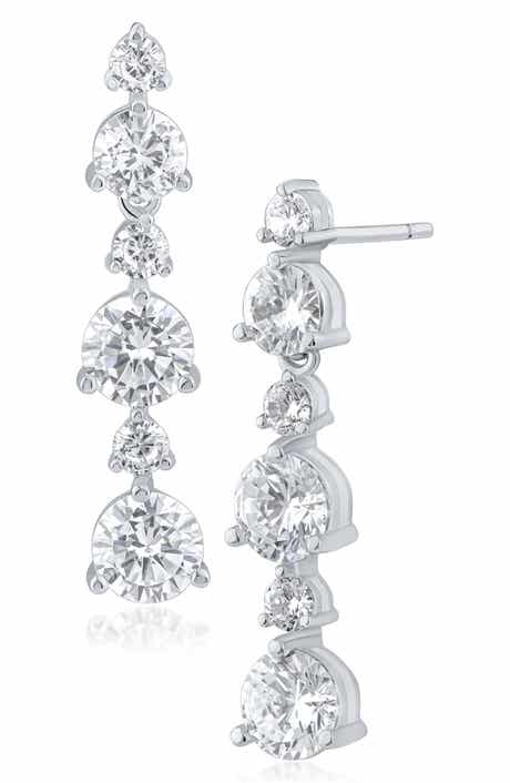 CZ by Kenneth Jay Lane Alternating Cubic Zirconia Linear Drop Earrings