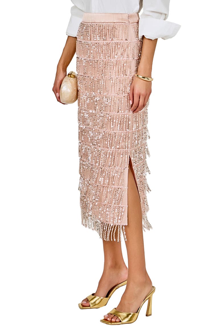 Sequin Tassel Midi Skirt, Alternate, color, BLUSH PINK