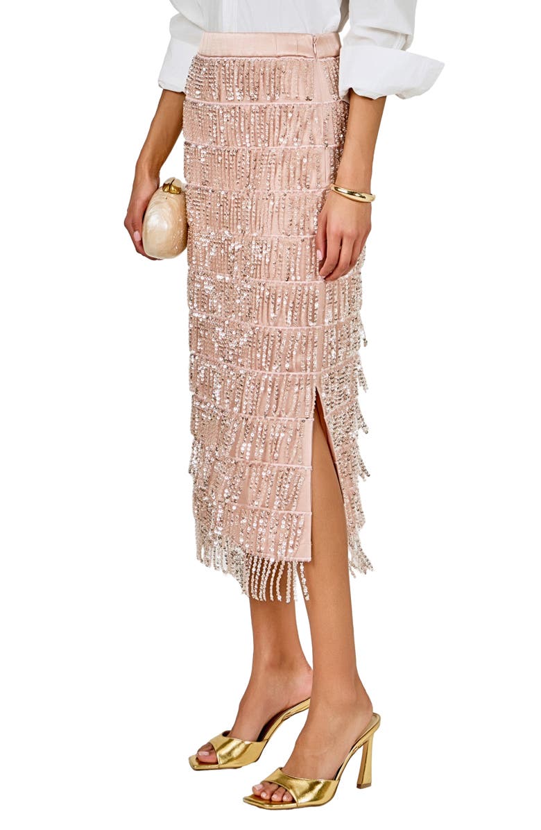 Endless Rose Sequin Tassel Midi Skirt, Alternate, color, Blush Pink