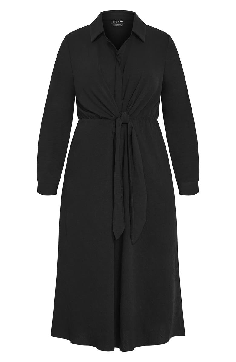City Chic Chancery Lane Tie Waist Long Sleeve Midi Shirtdress, Alternate, color, 